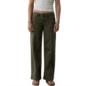 AE Dreamy Drape Stretch Low-Rise Baggy Wide-Leg Pant American Eagle Olive 2s